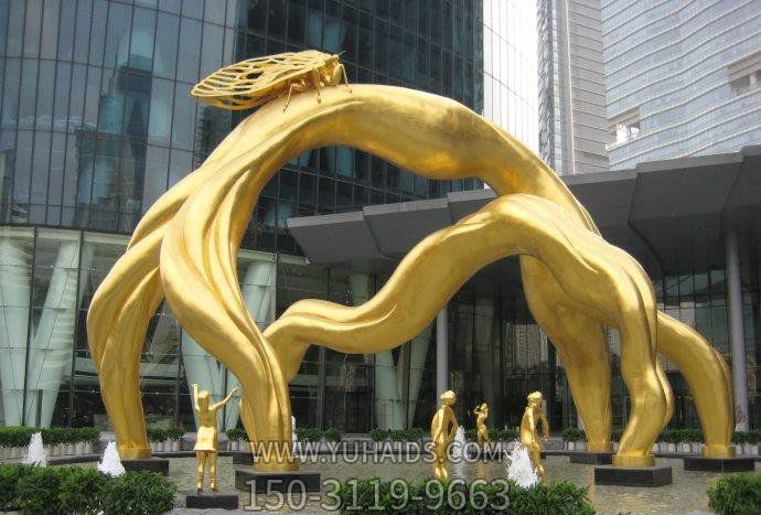 商场中心大型树枝和蝉城市景观铜雕博鱼网页版