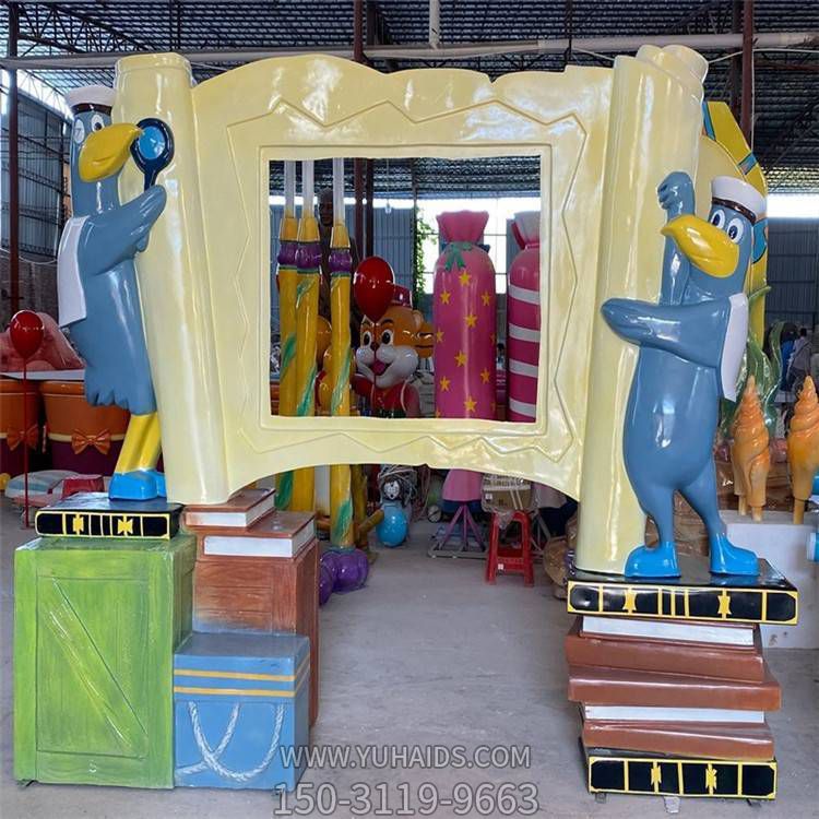 幼儿园摆放玻璃钢卡通海鸥书框小品博鱼网页版