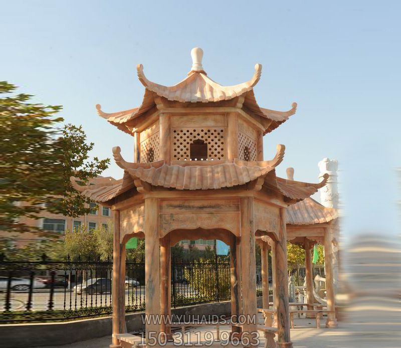 农场庭院摆放双层晚霞红凉亭博鱼网页版