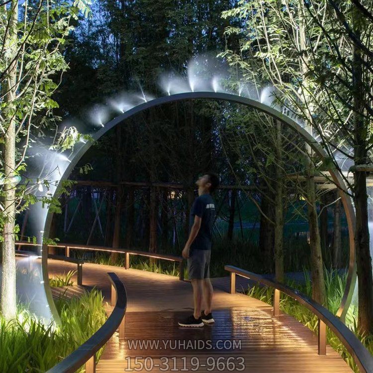 园林广场创意水帘水景圆环喷泉博鱼网页版