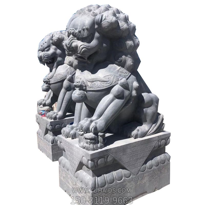 公园庭院青石石雕一对狮子博鱼网页版