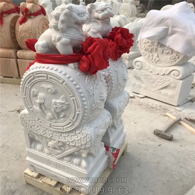 抱鼓石一对汉白玉庭院户外门口仿古门墩博鱼网页版