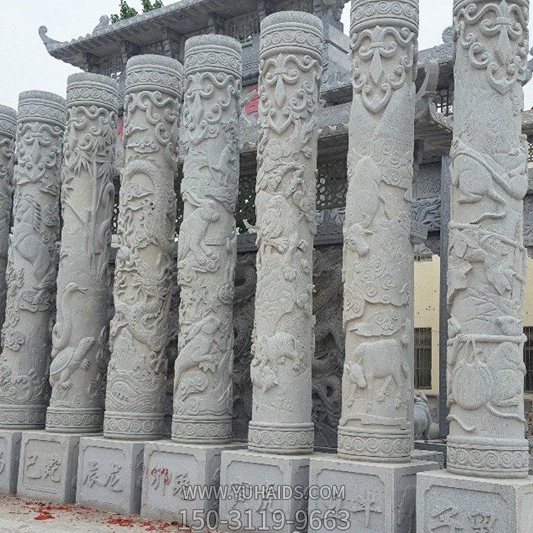 大理石浮雕景观户外盘龙石柱博鱼网页版