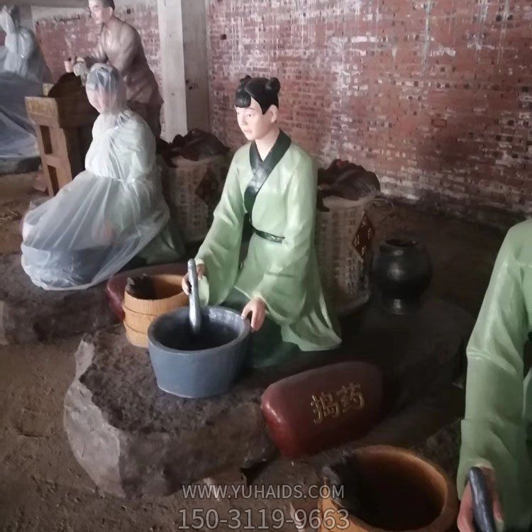 玻璃钢喷漆古人制作中药人物小品景点摆件博鱼网页版