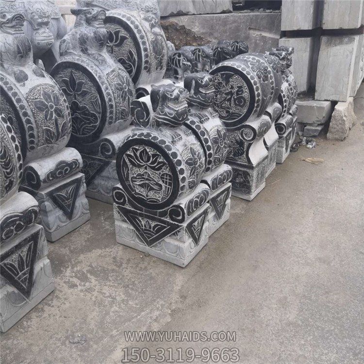 别墅园林摆放青石做旧仿古招财镇宅狮子抱鼓石博鱼网页版