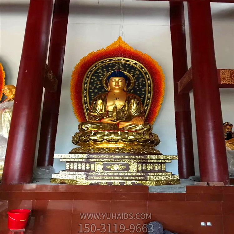 寺庙大型神佛不锈钢喷金烤漆三宝佛博鱼网页版