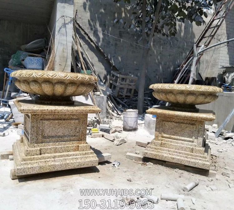 黄锈岩浮雕欧式花钵花盆别墅装饰园林博鱼网页版