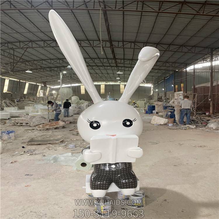 幼儿园摆放玻璃钢卡通看书兔子公仔博鱼网页版