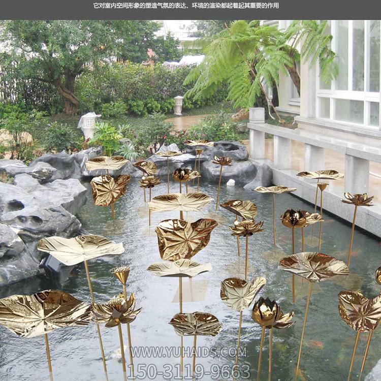 园林庭院大理石石雕户外园林不锈钢莲叶博鱼网页版摆件
