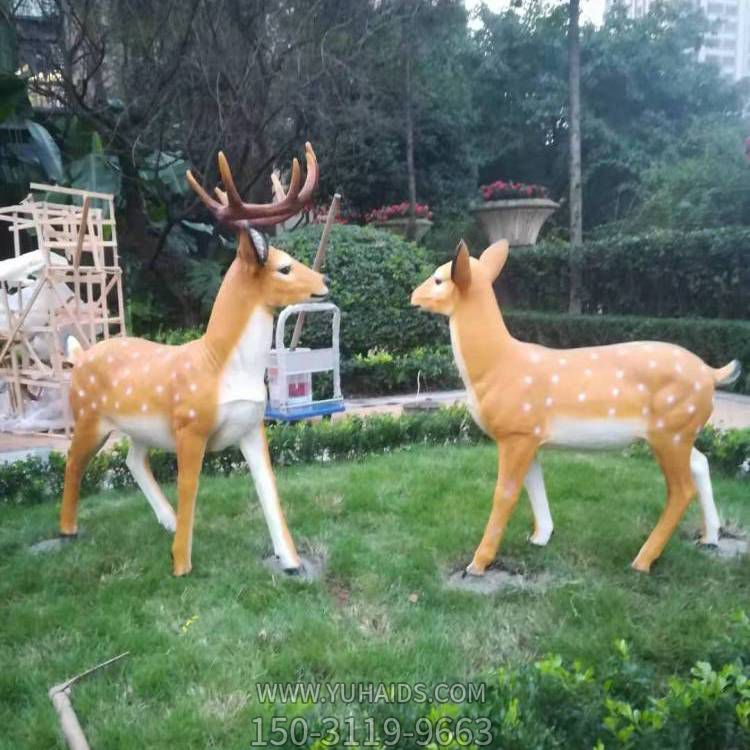 园林户外公园玻璃钢仿铜梅花鹿博鱼网页版