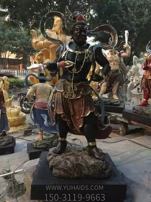 玻璃钢彩绘寺庙黑色神佛摆件八大金刚博鱼网页版