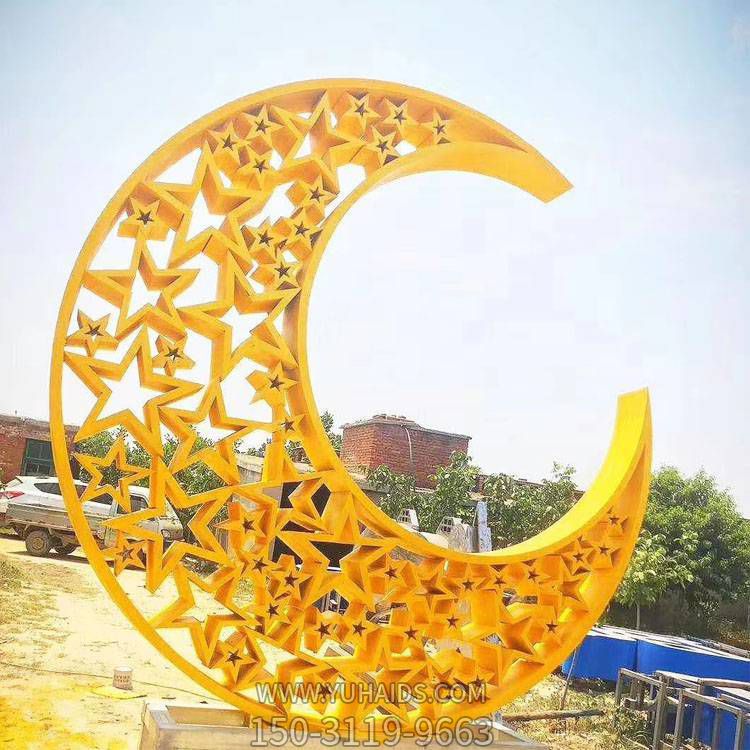 不锈钢户外广场大型镂空创意五角星月亮博鱼网页版