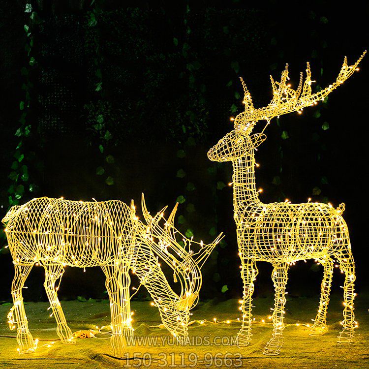 草坪小区景观大型摆件不锈钢博鱼网页版金属丝镂空户外铁艺抽象发光动物摆件