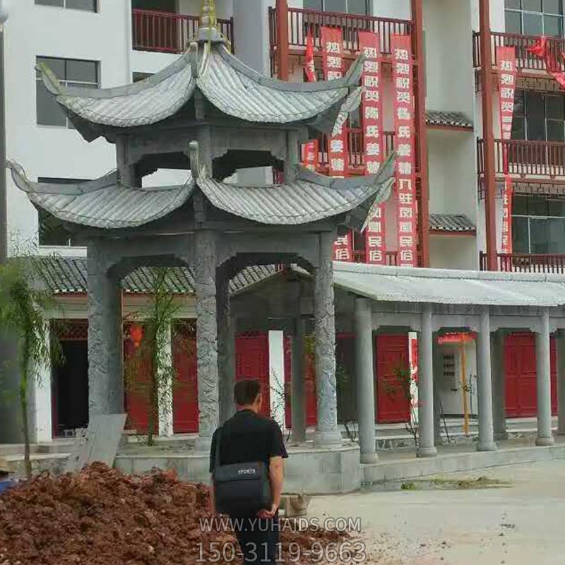 景区庭院摆放青石雕刻长廊双层休闲凉亭博鱼网页版