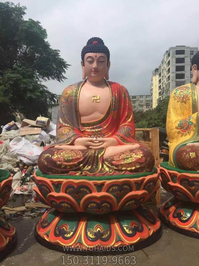 玻璃钢彩绘大型人物景观寺庙景区五方佛博鱼网页版