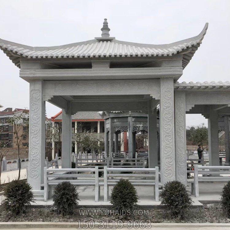 花园摆放大理石雕刻休闲四角凉亭博鱼网页版