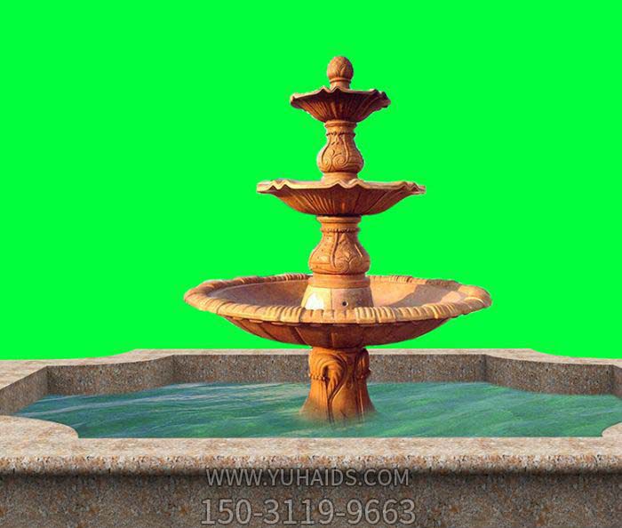 小区广场晚霞红多层大型石雕喷泉博鱼网页版