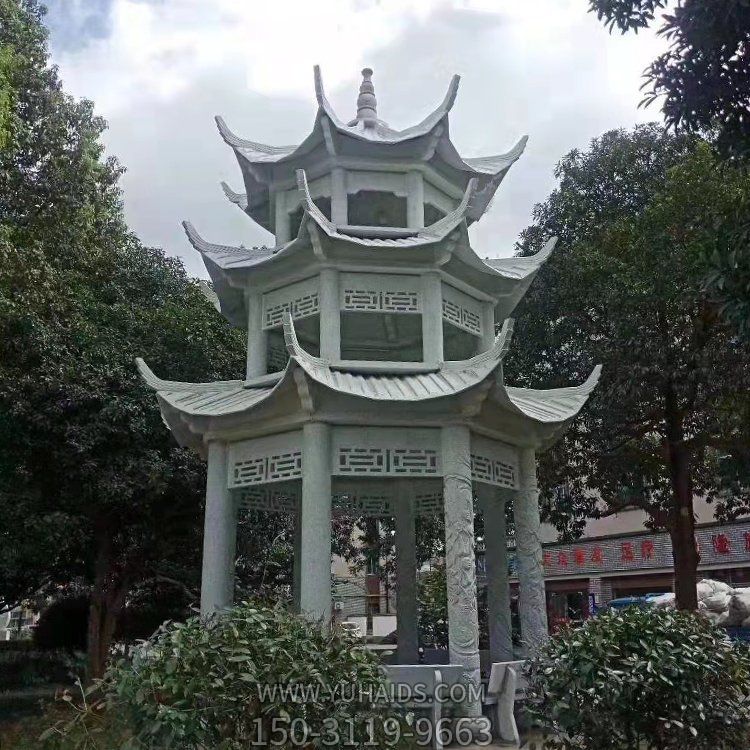 城市园林装饰青石雕刻仿古建筑三层中式凉亭博鱼网页版