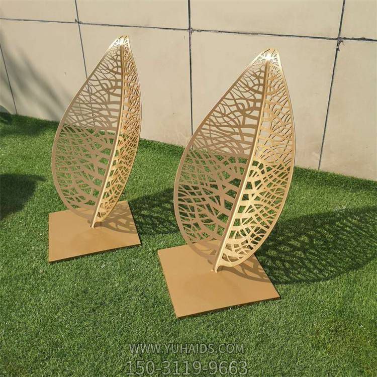 不锈钢金属叶子博鱼网页版  镂空立体树叶售楼部园林水景摆件