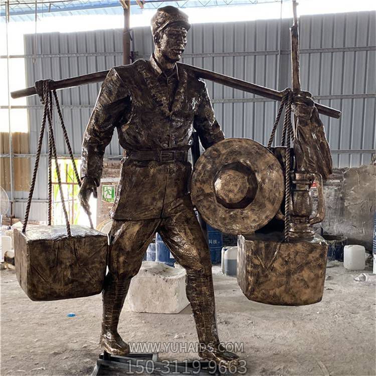 玻璃钢仿铜公园挑着担子的人物景观博鱼网页版