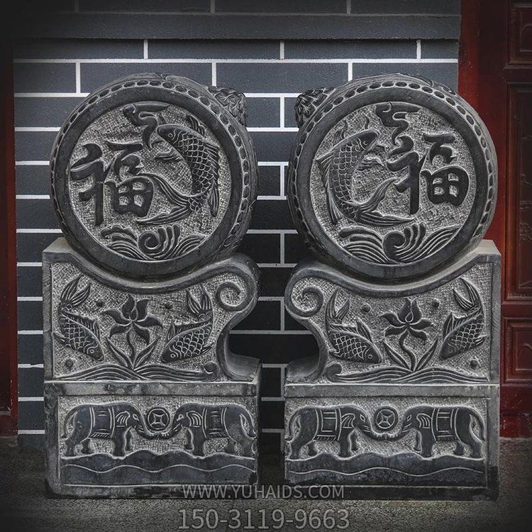 仿古做旧大理石浮雕大象吉祥如意别墅门前石墩博鱼网页版