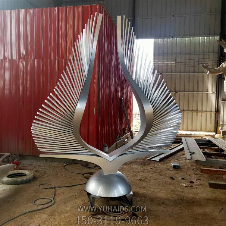 不锈钢抽象翅膀博鱼网页版 景点房地产景观摆件