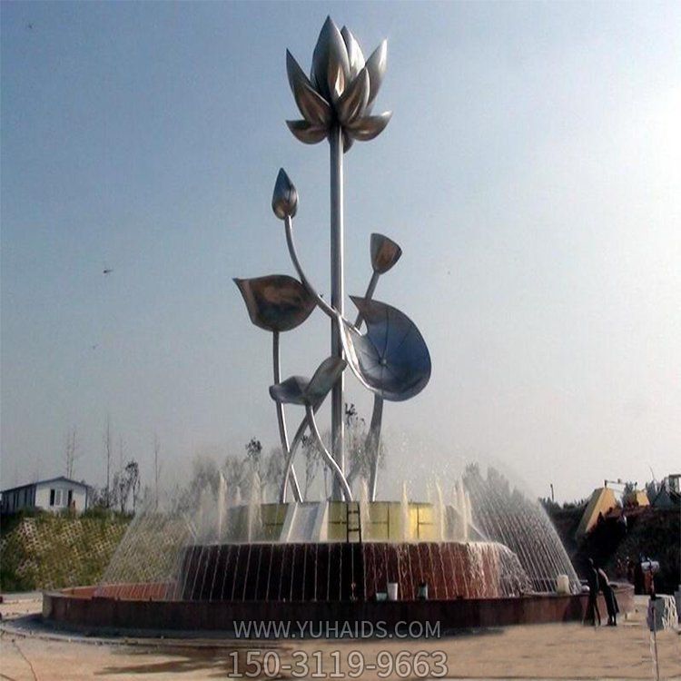 公园户外装饰大型不锈钢镜面荷花水池喷泉摆件博鱼网页版