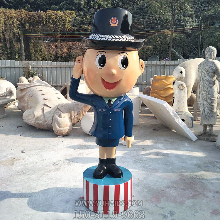 玻璃钢彩绘户外敬礼的女警察博鱼网页版