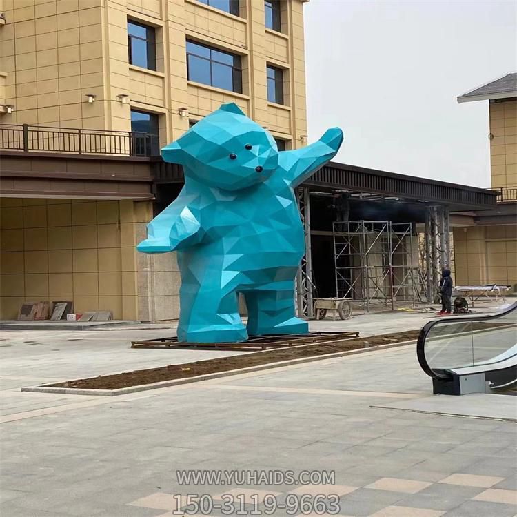 广场大型不锈钢几何动物熊摆件博鱼网页版