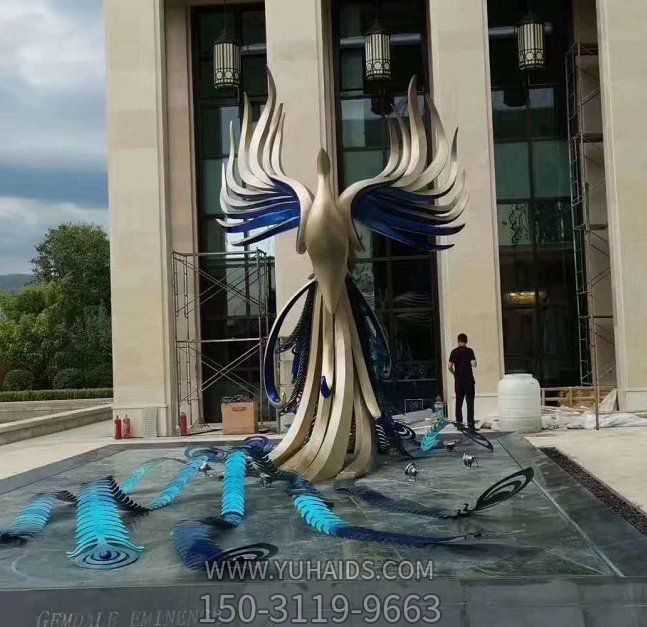 广场大型不锈钢创意烤漆凤凰景观博鱼网页版