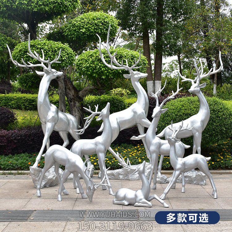 银色梅花鹿动物博鱼网页版摆件