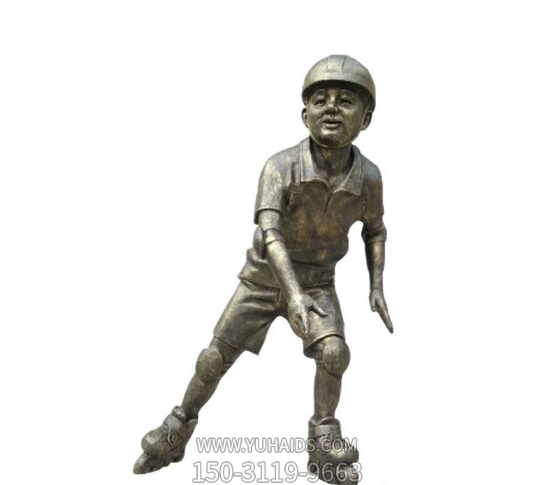 公园铜雕滑轮滑的儿童博鱼网页版