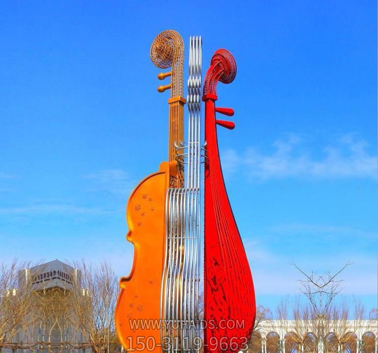 景区户外装饰摆放一只大型小提琴不锈钢琴博鱼网页版