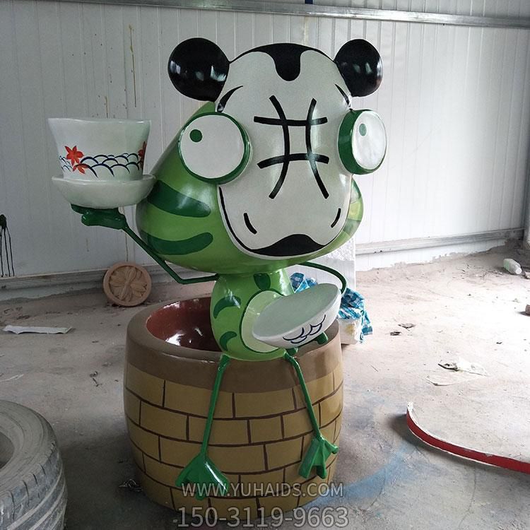 玻璃钢创意卡通青蛙博鱼网页版商铺摆件