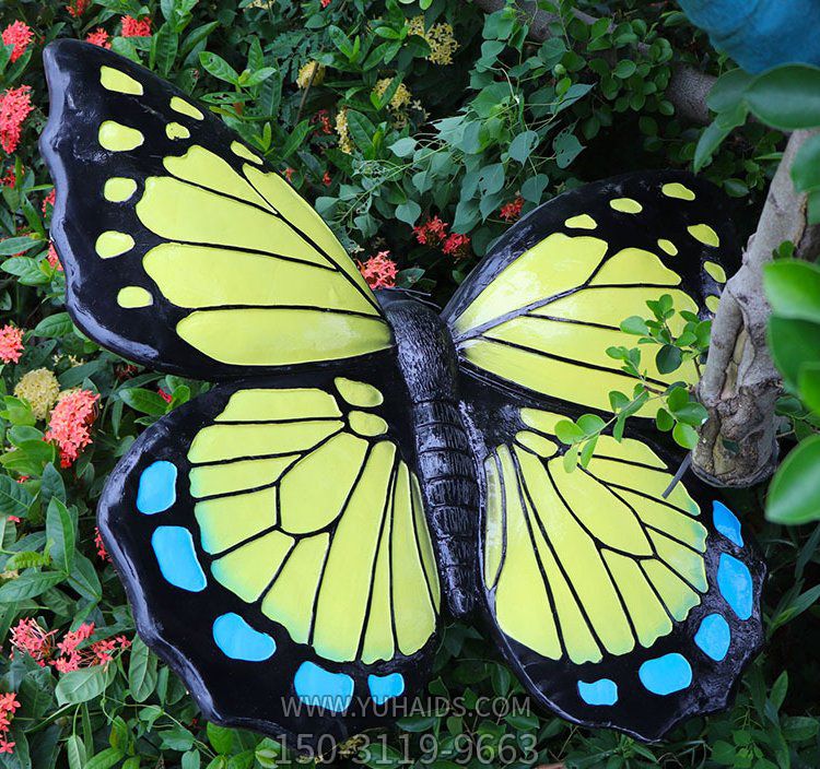 公园户外玻璃钢仿真彩绘蝴蝶工艺品博鱼网页版摆件