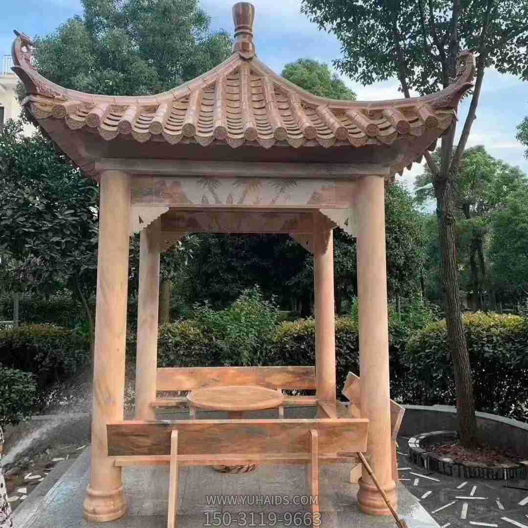 公园休闲区摆放四角花岗岩座椅凉亭博鱼网页版