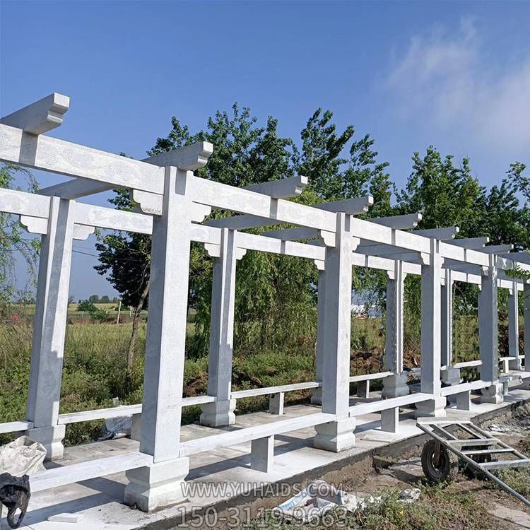 园林摆放大理石长廊葡萄架 花岗岩中式石头亭子博鱼网页版