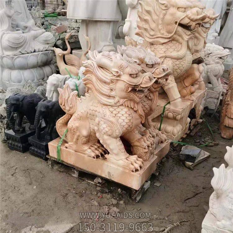 庭院村口仿古做旧动物 石雕狮子一对 镇宅招财博鱼网页版