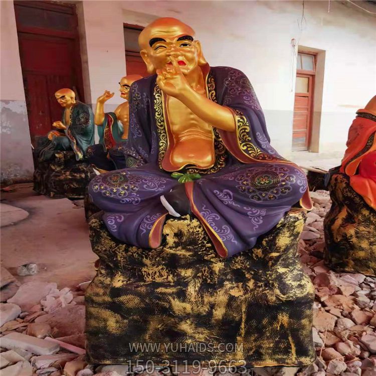 玻璃钢彩绘景区寺庙十八罗汉博鱼网页版