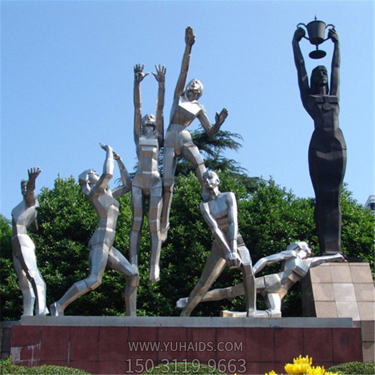 广场不锈钢抽象打排球运动员人物博鱼网页版