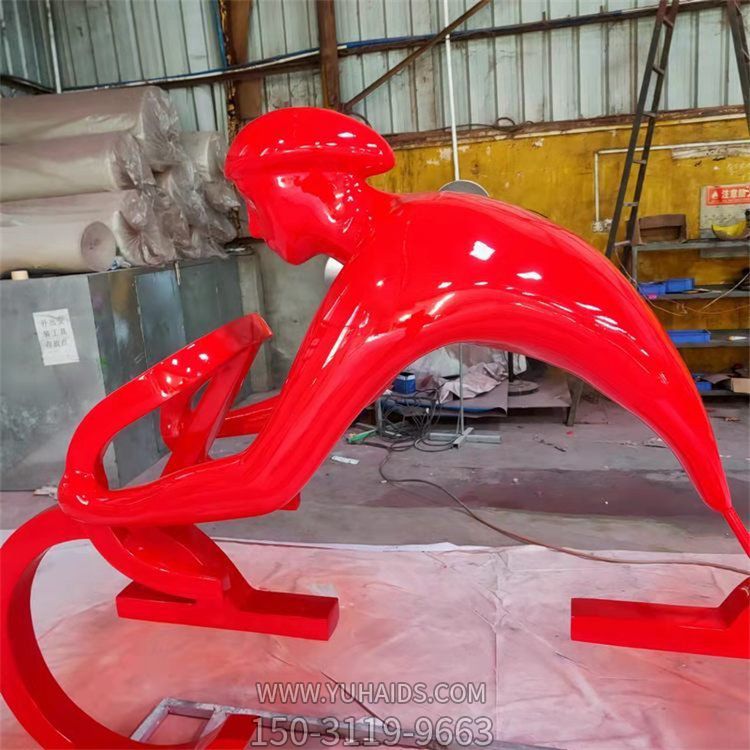 不锈钢彩绘抽象户外园林骑自行车的人物摆件博鱼网页版