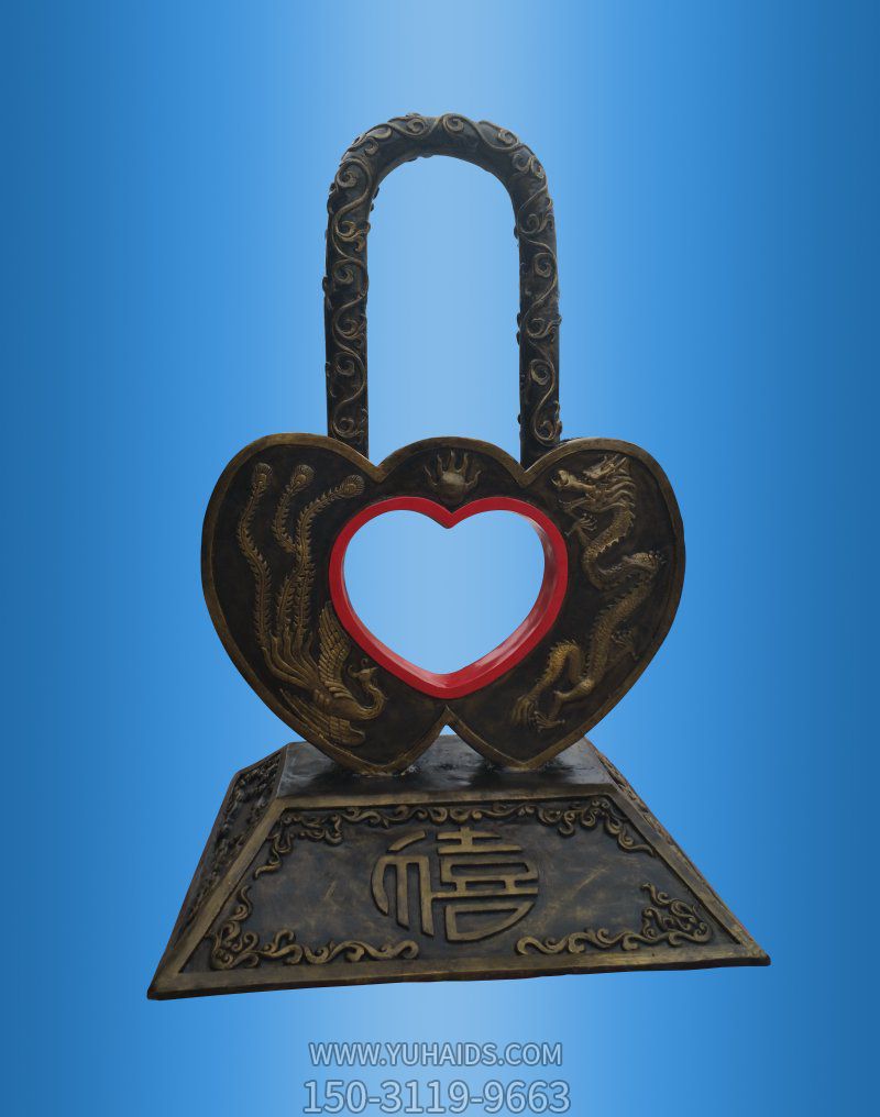 仿古青铜器爱心同心锁博鱼网页版