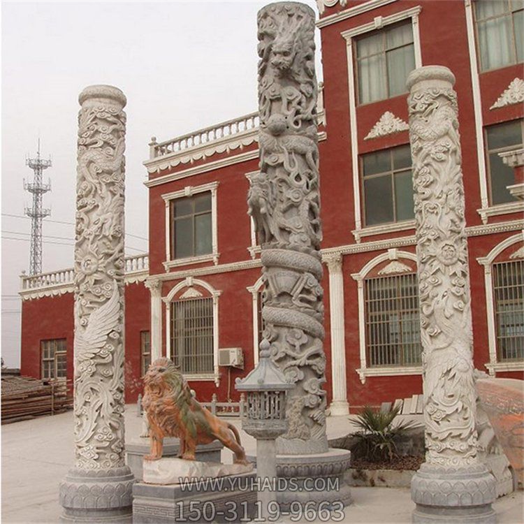 寺庙园林 石雕盘 青石材质石龙柱 博鱼网页版