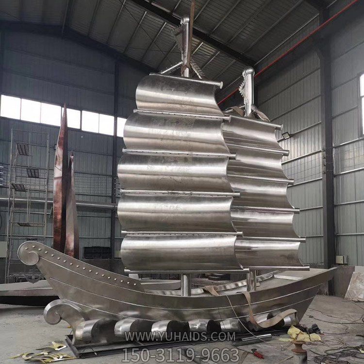 不锈钢抛光焊接帆船模型 企业公园景观小品博鱼网页版