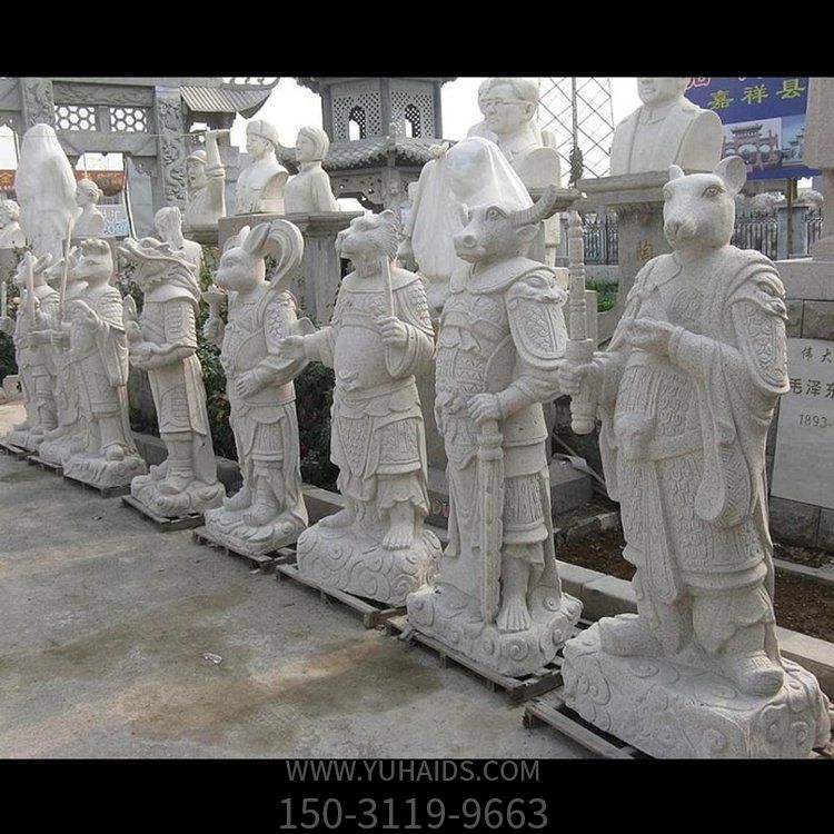 广场创意石雕十二生肖人身兽面户外博鱼网页版摆件