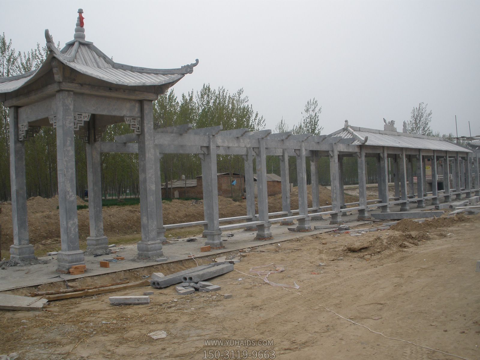 公园户外长廊青石仿古建凉亭装饰摆件博鱼网页版