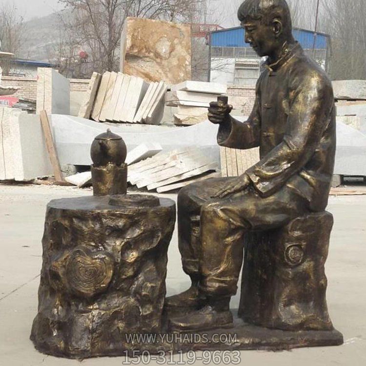 户外园林喝茶的玻璃钢仿铜人物博鱼网页版