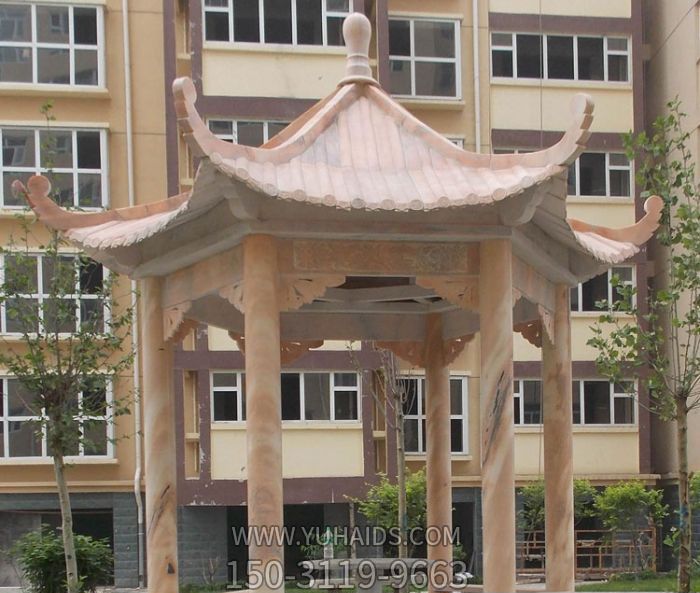 花园小区摆放晚霞红六角休闲座椅凉亭打水博鱼网页版