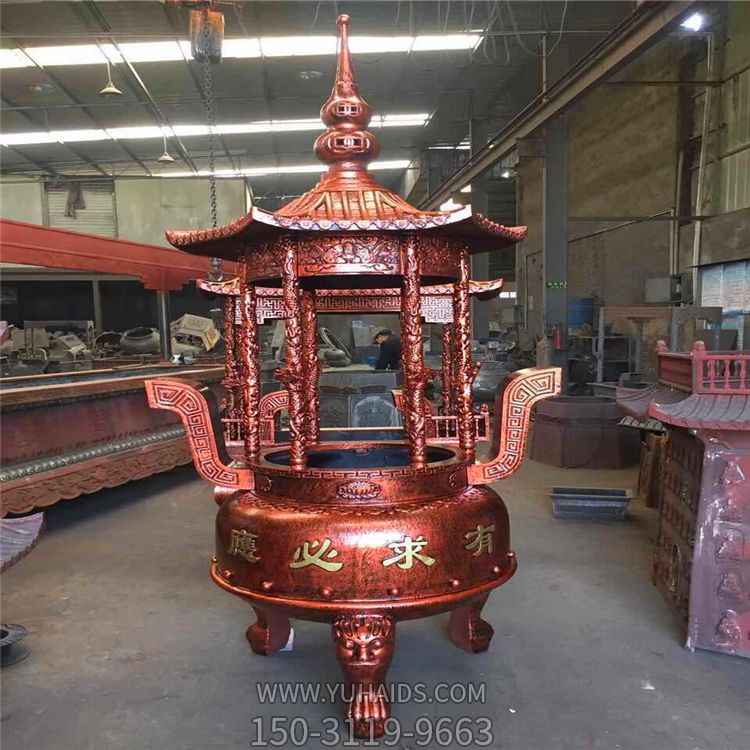 纯铜佛家寺院摆放上香元宝香炉摆件博鱼网页版