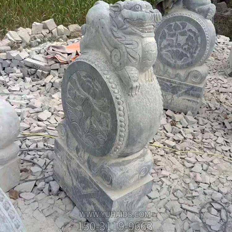 青石复古雕刻小狮子抱鼓石庭院门口摆件博鱼网页版